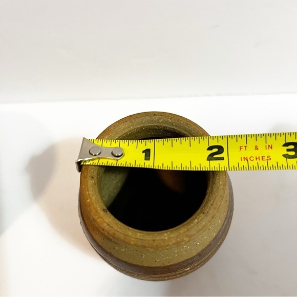 Indigenous Earthenware Small Pot Sanded Painted Pottery Signed Succulent Air 2x - Picture 12 of 13